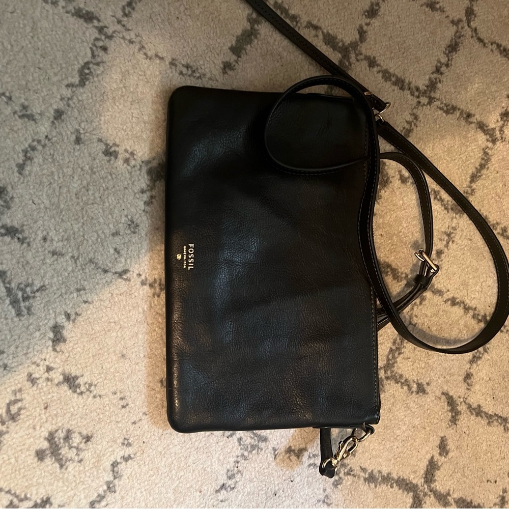 FOSSIL Leather Black Adjustable Crossbody